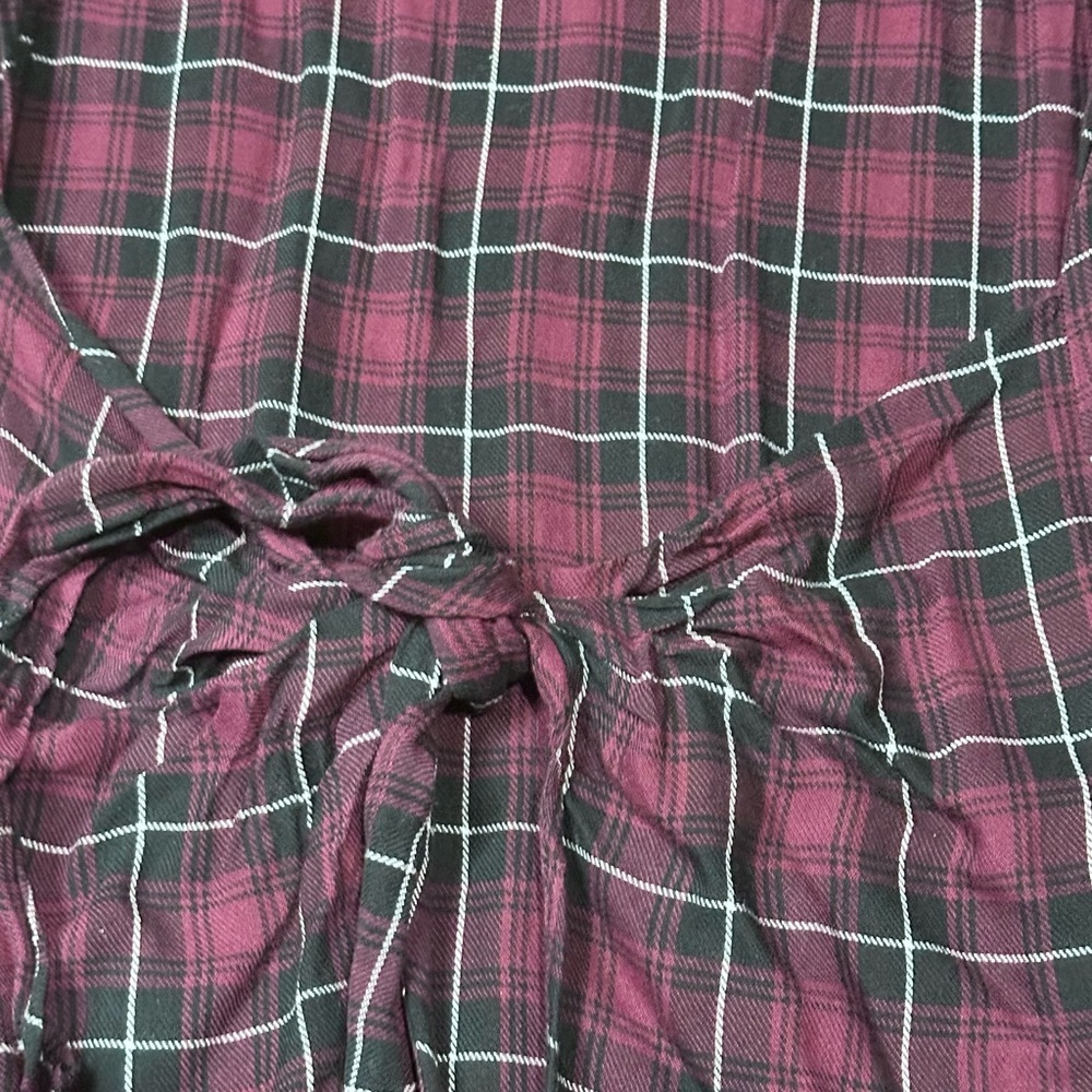 BCBGeneration Cut Out V-Neck Dark Plaid Tie Front Mini Dress - Picture 11 of 16